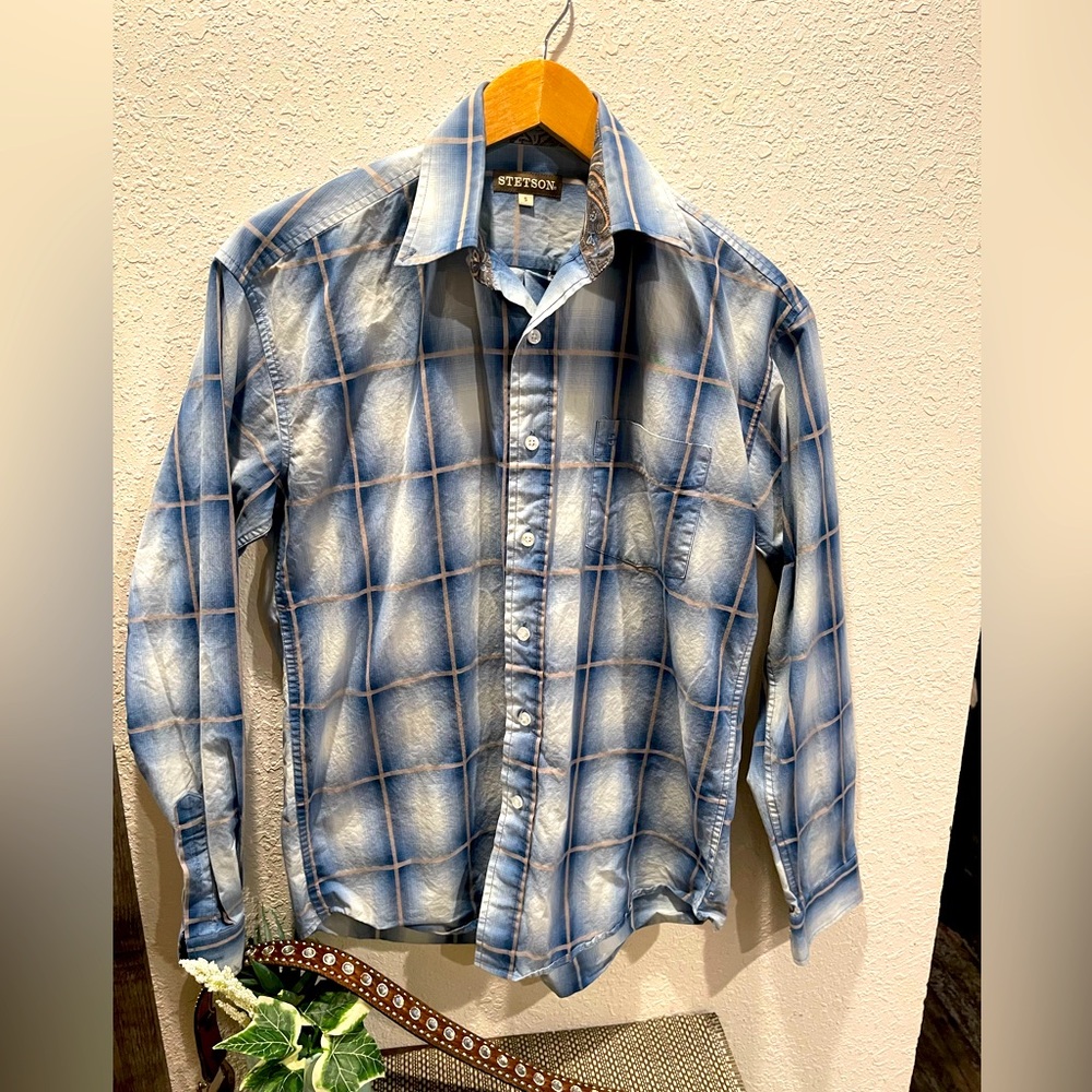 Stetson Men's Checked Button-Down Long-Sleeved Sh… - image 1